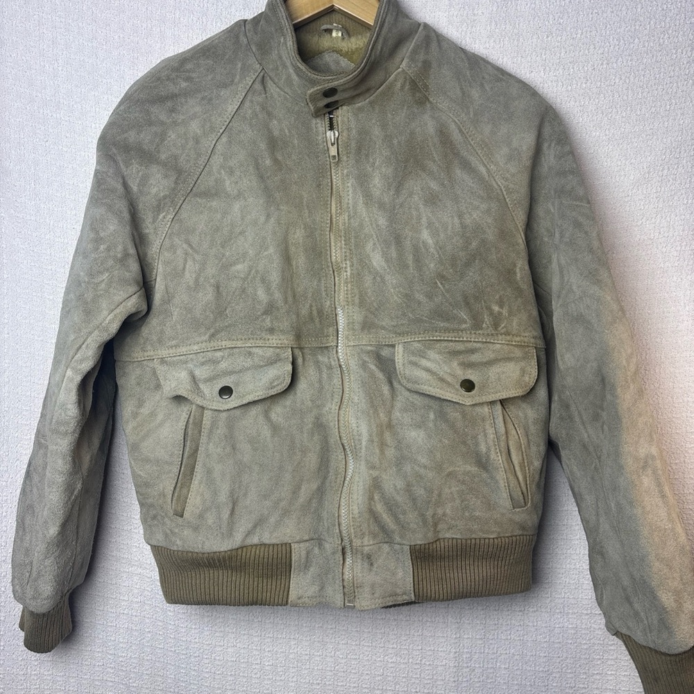 Men's‎ Classic Suede Bomber Jacket in Gray